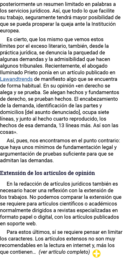 posteriormente un resumen limitado en palabras a los servicios jurídicos  Así, que todo lo que facilite su trabajo, s   