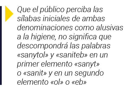  Que el público perciba las sílabas iniciales de ambas denominaciones como alusivas a la higiene, no significa que de   