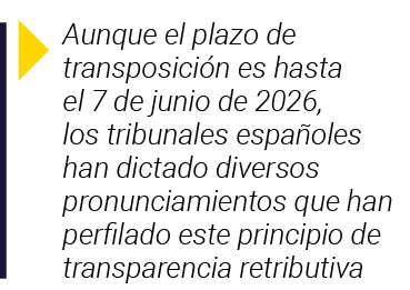  Aunque el plazo de transposición es hasta el 7 de junio de 2026, los tribunales españoles han dictado diversos pronu   
