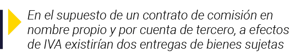  En el supuesto de un contrato de comisión en nombre propio y por cuenta de tercero, a efectos de IVA existirían dos    