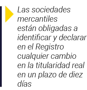  Las sociedades mercantiles están obligadas a identificar y declarar en el Registro cualquier cambio en la titularida   