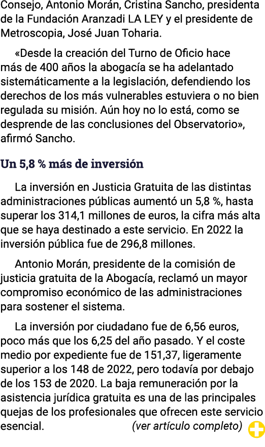 Consejo, Antonio Morán, Cristina Sancho, presidenta de la Fundación Aranzadi LA LEY y el presidente de Metroscopia, J   