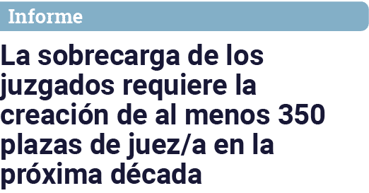 Informe La sobrecarga de los juzgados requiere la creación de al menos 350 plazas de juez a en la próxima década
