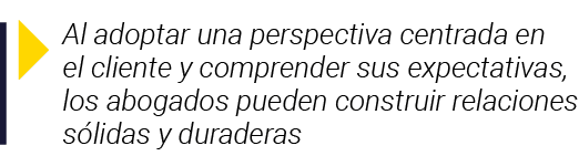  Al adoptar una perspectiva centrada en el cliente y comprender sus expectativas, los abogados pueden construir relac   