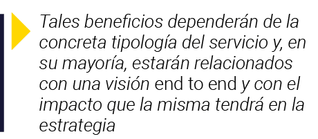  Tales beneficios dependerán de la concreta tipología del servicio y, en su mayoría, estarán relacionados con una vis   