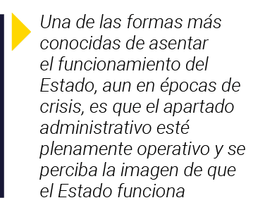  Una de las formas más conocidas de asentar el funcionamiento del Estado, aun en épocas de crisis, es que el apartado   