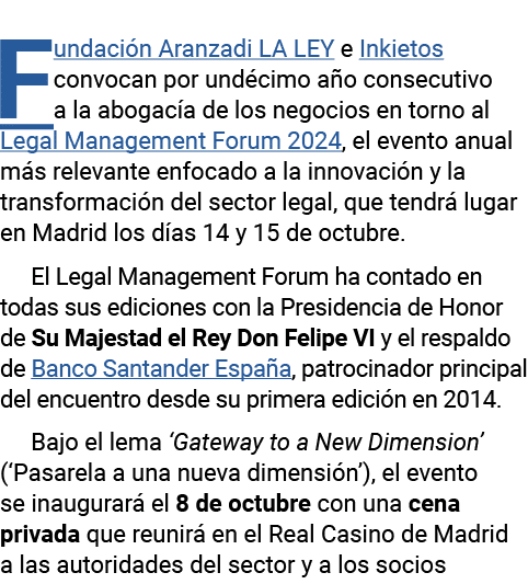 Fundación Aranzadi LA LEY e Inkietos convocan por undécimo año consecutivo a la abogacía de los negocios en torno al    