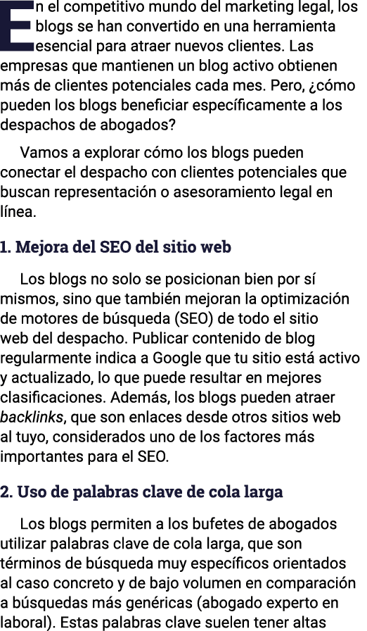 En el competitivo mundo del marketing legal, los blogs se han convertido en una herramienta esencial para atraer nuev   