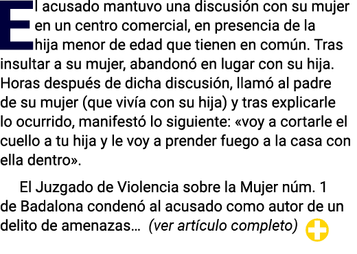 El acusado mantuvo una discusión con su mujer en un centro comercial, en presencia de la hija menor de edad que tiene   