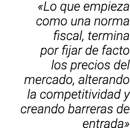   Lo que empieza como una norma fiscal, termina por fijar de facto los precios del mercado, alterando la competitivid   