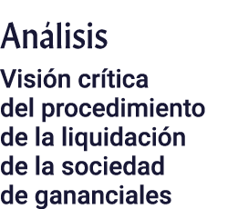 Análisis Visión crítica del procedimiento de la liquidación de la sociedad de gananciales