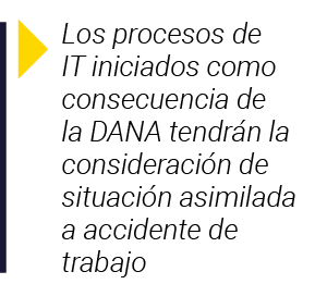  Los procesos de IT iniciados como consecuencia de la DANA tendrán la consideración de situación asimilada a accident   