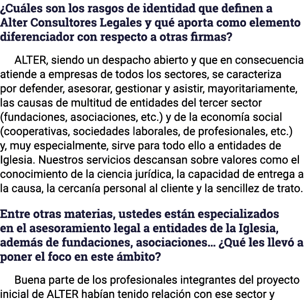  Cuáles son los rasgos de identidad que definen a Alter Consultores Legales y qué aporta como elemento diferenciador    