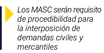  Los MASC serán requisito de procedibilidad para la interposición de demandas civiles y mercantiles