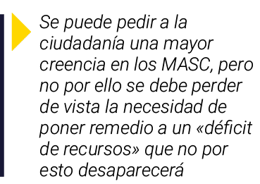  Se puede pedir a la ciudadanía una mayor creencia en los MASC, pero no por ello se debe perder de vista la necesidad   