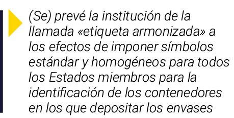 (Se) prevé la institución de la llamada  etiqueta armonizada  a los efectos de imponer símbolos estándar y homogéneo   