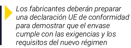  Los fabricantes deberán preparar una declaración UE de conformidad para demostrar que el envase cumple con las exige   