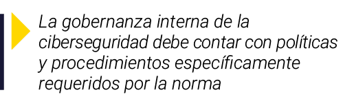  La gobernanza interna de la ciberseguridad debe contar con políticas y procedimientos específicamente requeridos por   