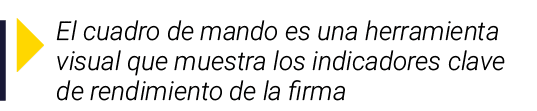  El cuadro de mando es una herramienta visual que muestra los indicadores clave de rendimiento de la firma