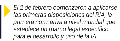  El 2 de febrero comenzaron a aplicarse las primeras disposiciones del RIA, la primera normativa a nivel mundial que    