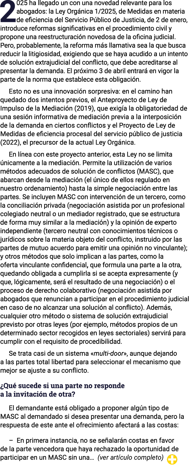 2025 ha llegado un con una novedad relevante para los abogados: la Ley Orgánica 1 2025, de Medidas en materia de efic   