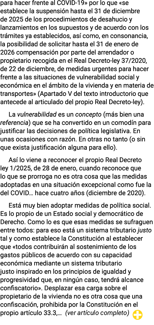 para hacer frente al COVID-19  por lo que  se establece la suspensión hasta el 31 de diciembre de 2025 de los procedi   