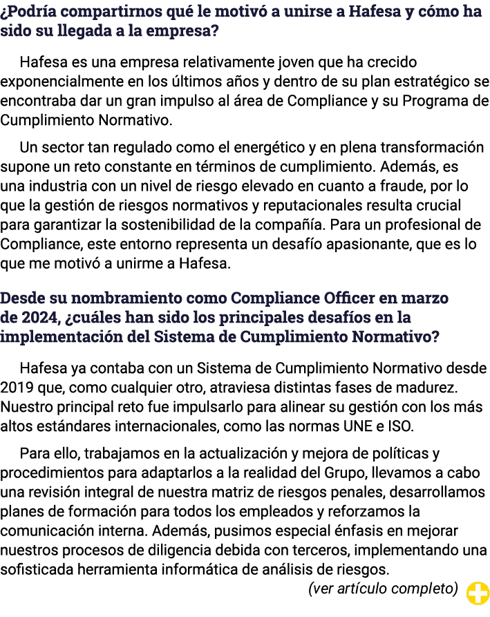  Podría compartirnos qué le motivó a unirse a Hafesa y cómo ha sido su llegada a la empresa  Hafesa es una empresa re   