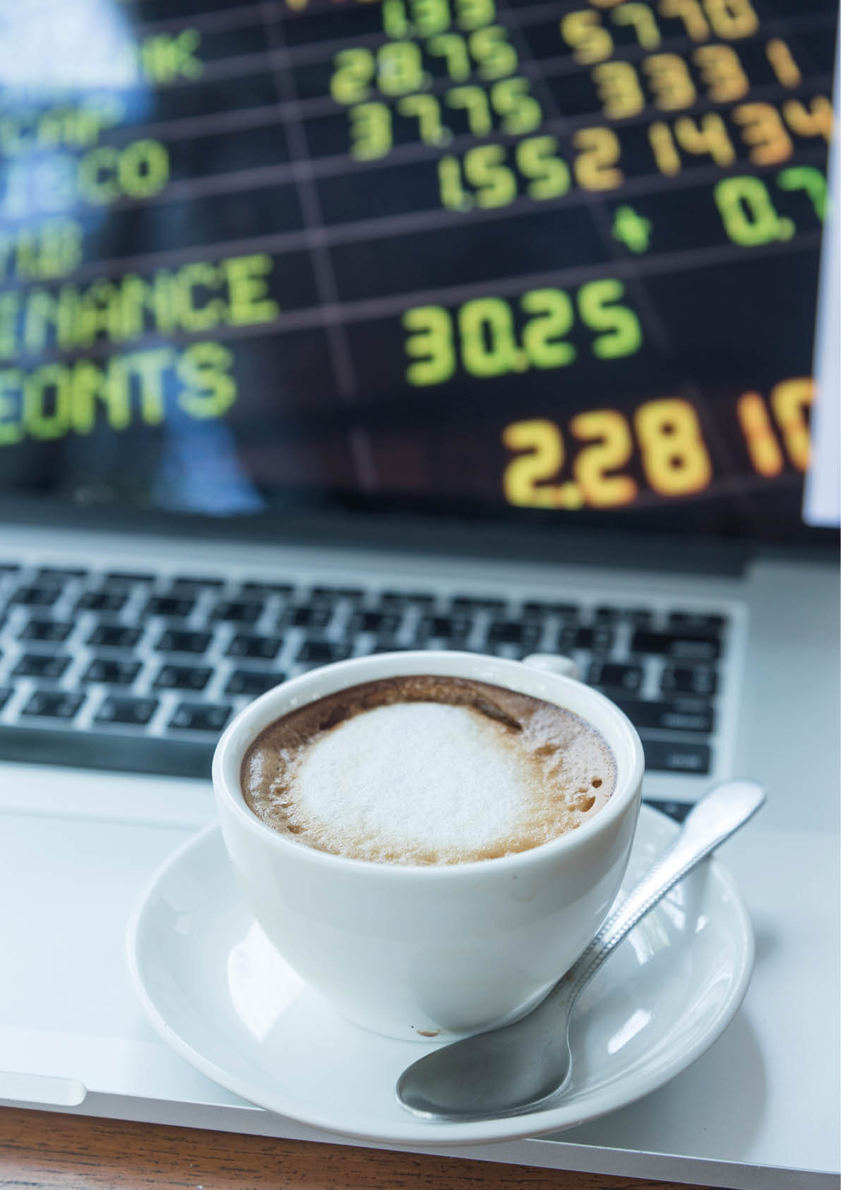 Coffee with the stock market to do business, vintage filtered Images
