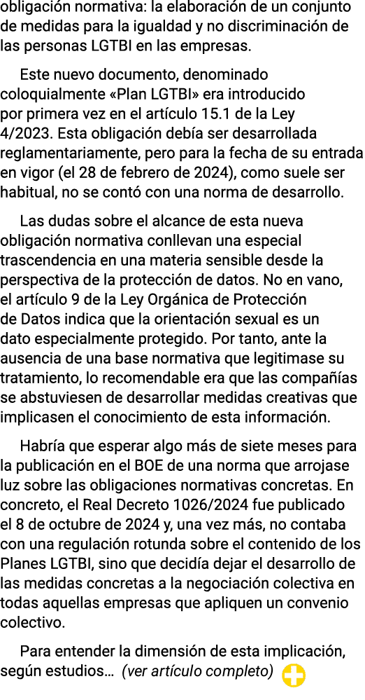 obligación normativa: la elaboración de un conjunto de medidas para la igualdad y no discriminación de las personas L   