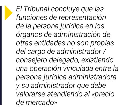  El Tribunal concluye que las funciones de representación de la persona jurídica en los órganos de administración de    