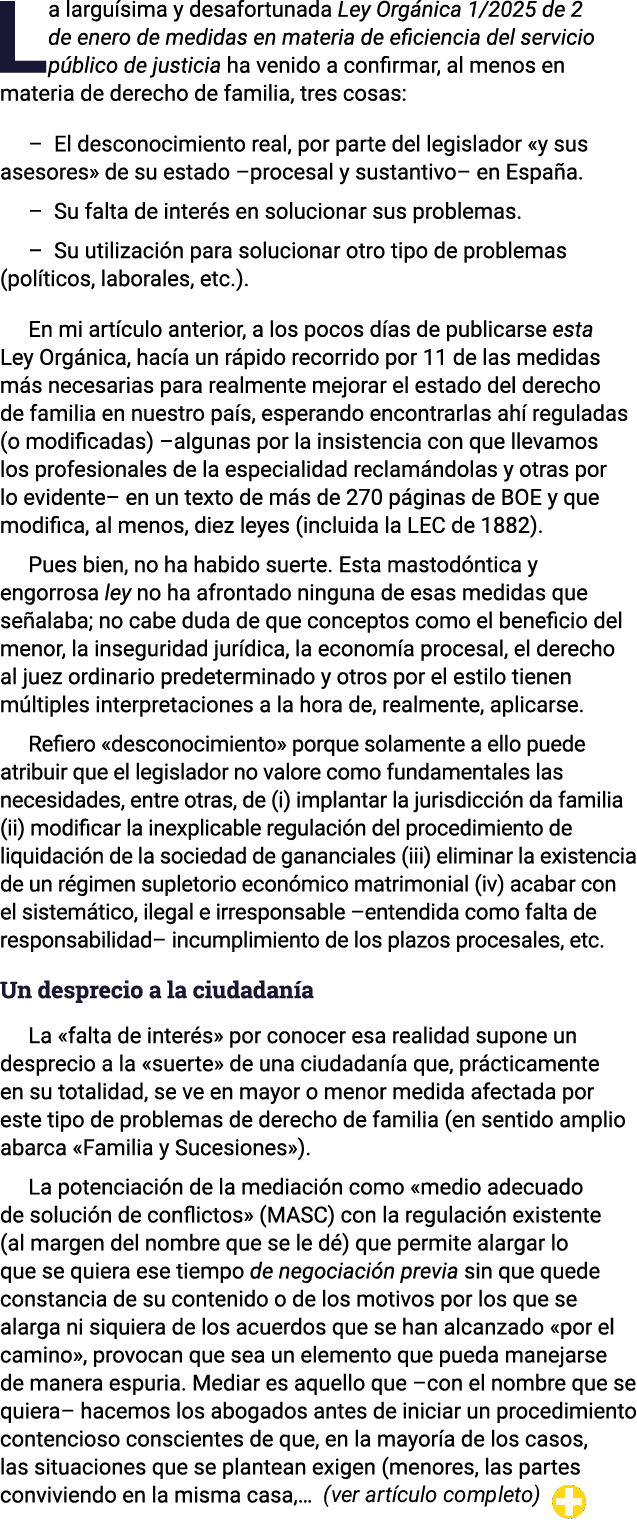 La larguísima y desafortunada Ley Orgánica 1 2025 de 2 de enero de medidas en materia de eficiencia del servicio públ   