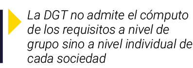  La DGT no admite el cómputo de los requisitos a nivel de grupo sino a nivel individual de cada sociedad