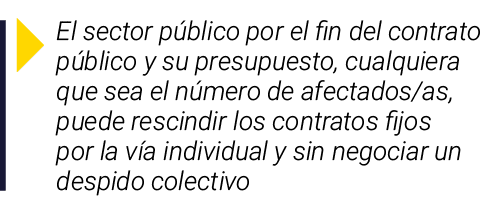  El sector público por el fin del contrato público y su presupuesto, cualquiera que sea el número de afectados as, pu   