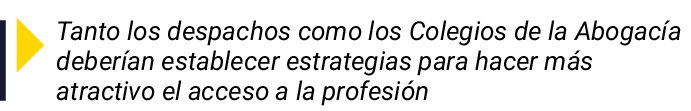  Tanto los despachos como los Colegios de la Abogacía deberían establecer estrategias para hacer más atractivo el acc   