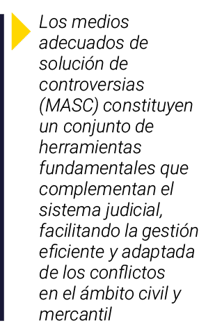  Los medios adecuados de solución de controversias (MASC) constituyen un conjunto de herramientas fundamentales que c   