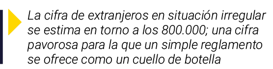 La cifra de extranjeros en situación irregular se estima en torno a los 800 000; una cifra pavorosa para la que un s   