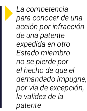  La competencia para conocer de una acción por infracción de una patente expedida en otro Estado miembro no se pierde   