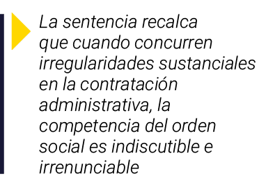  La sentencia recalca que cuando concurren irregularidades sustanciales en la contratación administrativa, la compete   