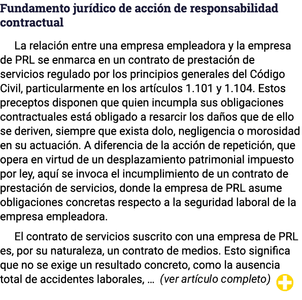 Fundamento jurídico de acción de responsabilidad contractual La relación entre una empresa empleadora y la empresa de   