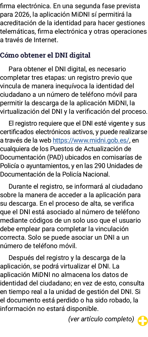 firma electrónica  En una segunda fase prevista para 2026, la aplicación MiDNI sí permitirá la acreditación de la ide   