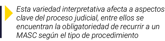  Esta variedad interpretativa afecta a aspectos clave del proceso judicial, entre ellos se encuentran la obligatoried   