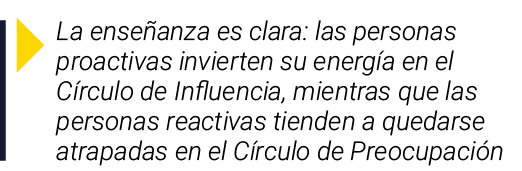  La enseñanza es clara: las personas proactivas invierten su energía en el Círculo de Influencia, mientras que las pe   