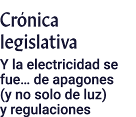 Crónica legislativa Y la electricidad se fue  de apagones (y no solo de luz) y regulaciones