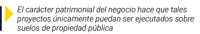  El carácter patrimonial del negocio hace que tales proyectos únicamente puedan ser ejecutados sobre suelos de propie   