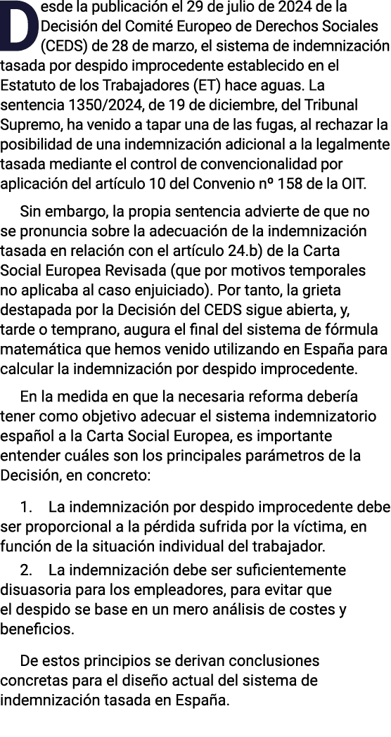 Desde la publicación el 29 de julio de 2024 de la Decisión del Comité Europeo de Derechos Sociales (CEDS) de 28 de ma   