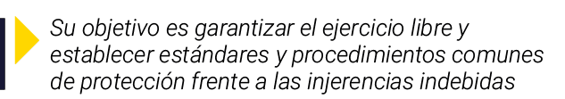  Su objetivo es garantizar el ejercicio libre y establecer estándares y procedimientos comunes de protección frente a   