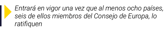  Entrará en vigor una vez que al menos ocho países, seis de ellos miembros del Consejo de Europa, lo ratifiquen