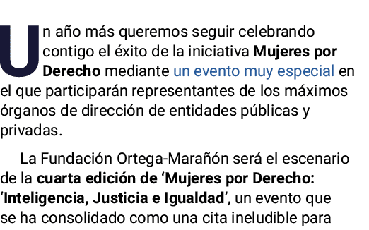 Un año más queremos seguir celebrando contigo el éxito de la iniciativa Mujeres por Derecho mediante un evento muy es   