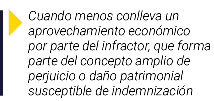  Cuando menos conlleva un aprovechamiento económico por parte del infractor, que forma parte del concepto amplio de p   