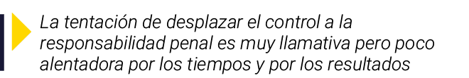  La tentación de desplazar el control a la responsabilidad penal es muy llamativa pero poco alentadora por los tiempo   